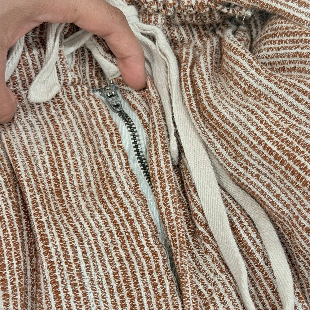 Free People Cotton Paperbag Jogger Pants Brown Cream Stripe XS